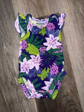 Bundles Baby Girl Purple Floral Ruffled One-Piece Bodysuit